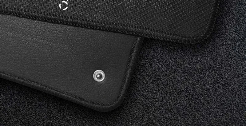 Close-up of the conductive PU surface and the snap connector